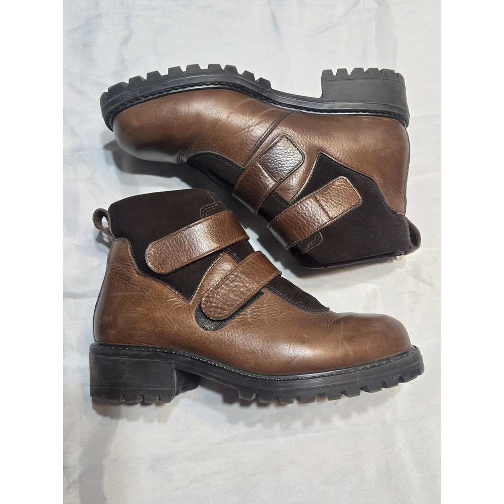 LL Bean Womens Leather Hiking Boots Size 9X Brown Lined Hook Loop Closure - Picture 1 of 9